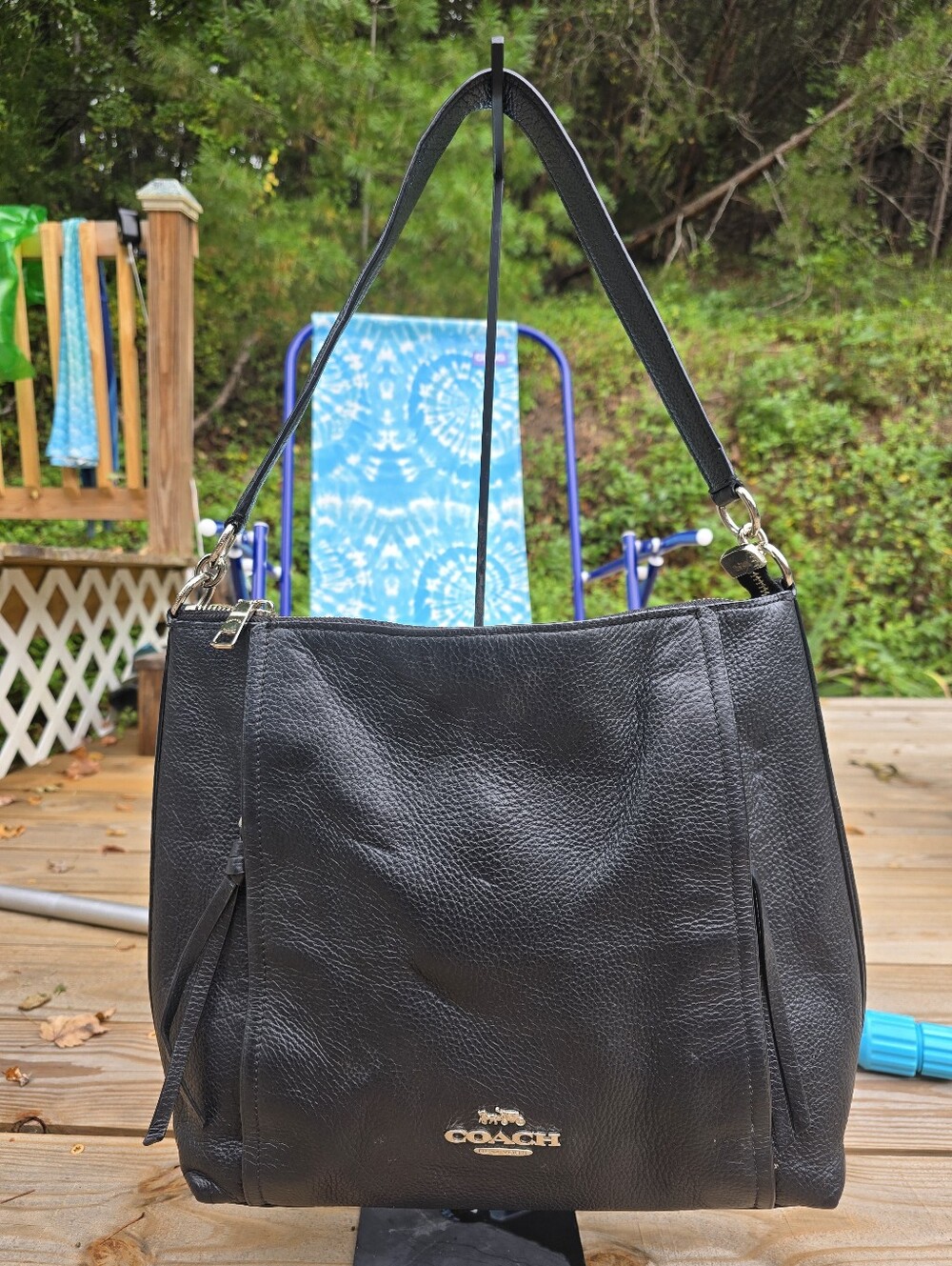 COACH Black Pebbled Leather Shoulder Bag